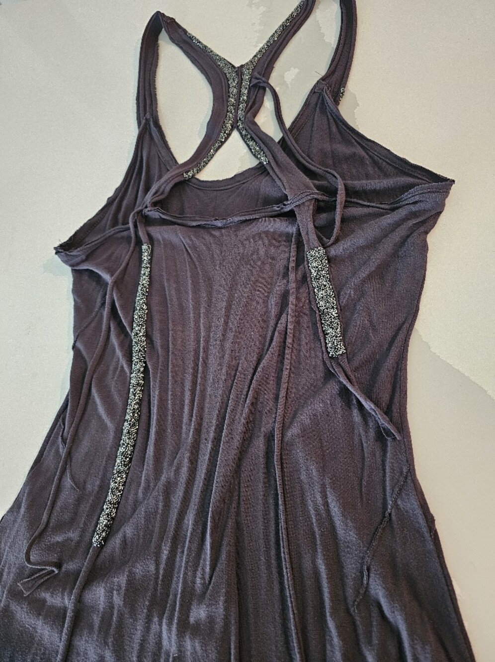 ALL SAINTS Grey  Tank with Silver Beading - Picture 6 of 8